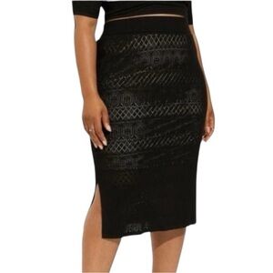 TORRID‎ Black Lined Midi Sweater Side Slit Skirt